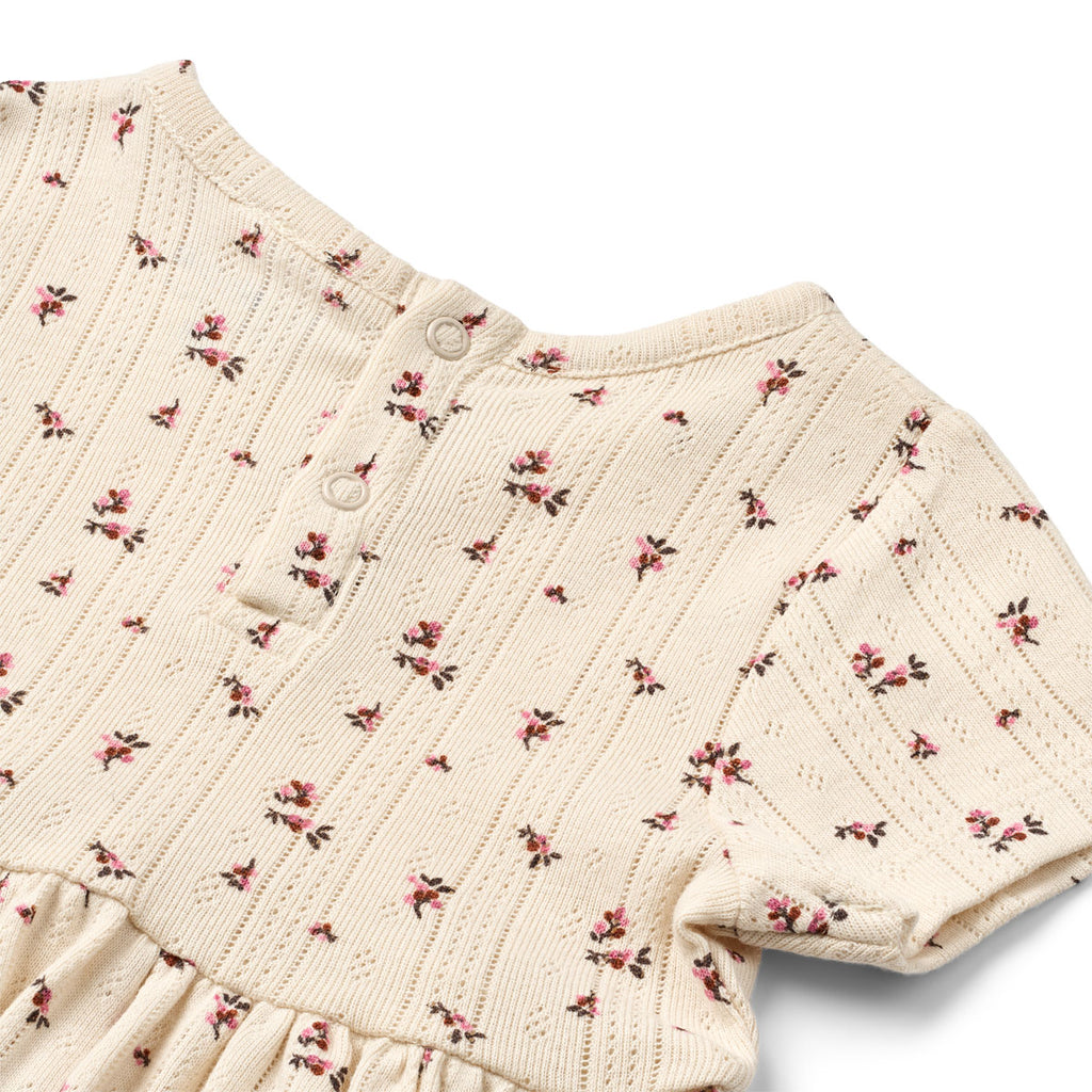 Tiny One Baby Dress S/S, Pointelle AOP Dress 313 Moonbeam AOP