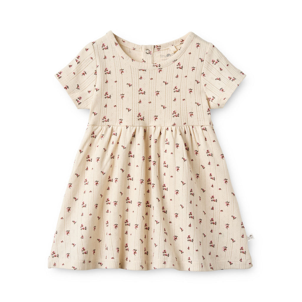 Tiny One Baby Dress S/S, Pointelle AOP Dress 313 Moonbeam AOP