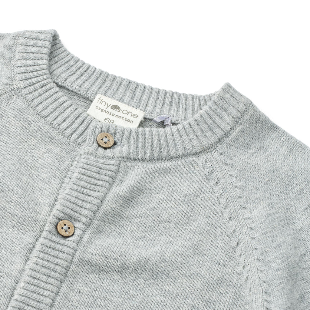 Tiny One GOTS Baby Cardigan L/S, Knit Knit 731 Light Grey Melange