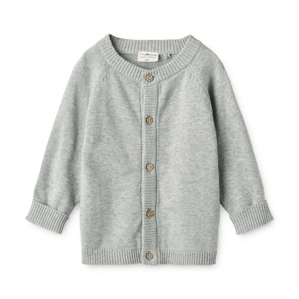 Tiny One GOTS Baby Cardigan L/S, Knit Knit 731 Light Grey Melange