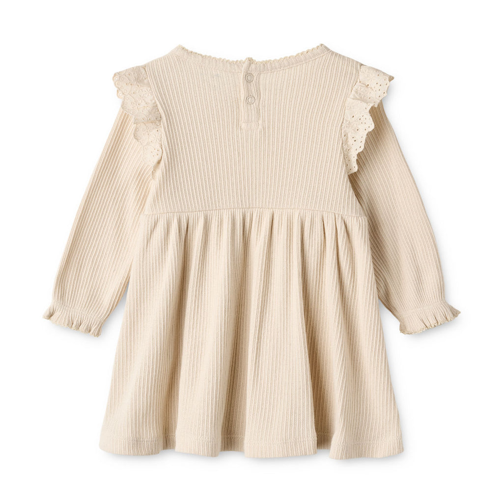 Tiny One GOTS Baby Dress L/S, Pointelle Dress 312 Moonbeam