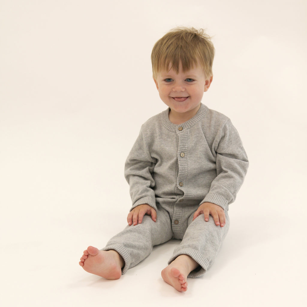 Tiny One GOTS Baby Jumpsuit L/S, Knit Jumpsuit 731 Light Grey Melange