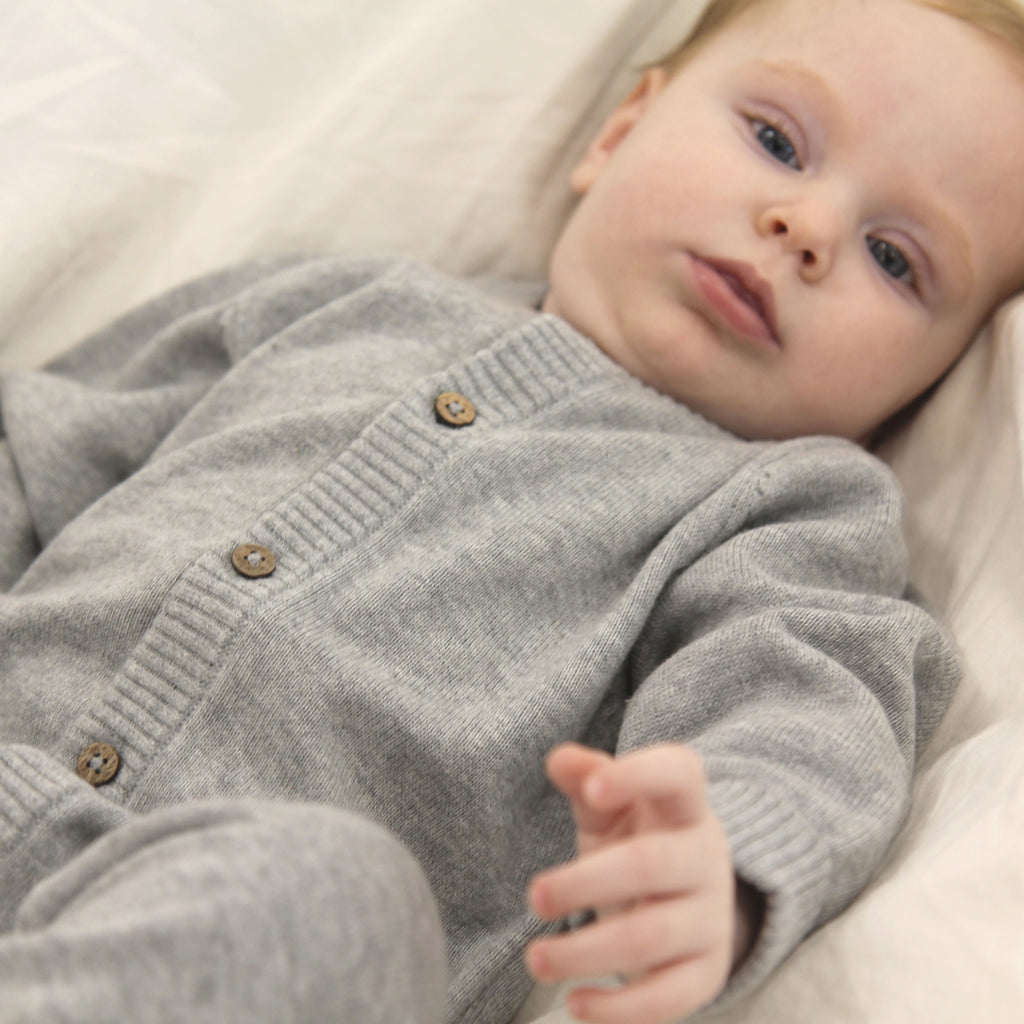 Tiny One GOTS Baby Jumpsuit L/S, Knit Jumpsuit 731 Light Grey Melange