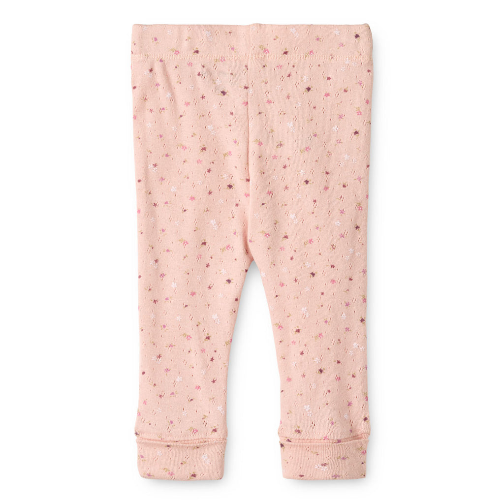 Tiny One GOTS Baby Leggings, Pointelle AOP Leggings 433 Rose Smoke AOP