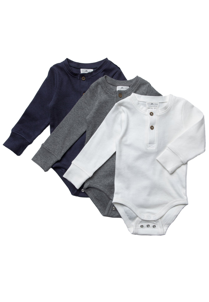 Tiny One TINY-BAY LS BODY 3-PACK Body LS 1200 Off White/Dark Grey Melange/Navy