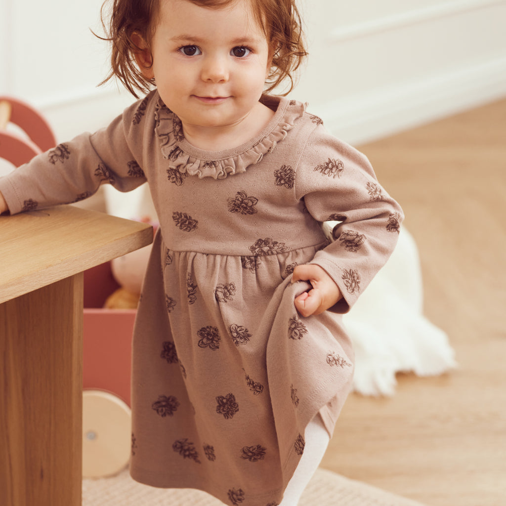 Tiny One Tiny One Baby Dress L/S, Pointelle Dress